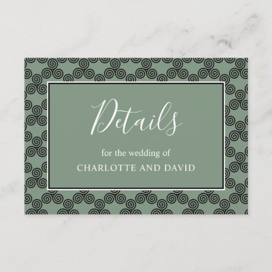 Modernes keltisches Knot Irish Wedding Detail Begleitkarte (Vorderseite)