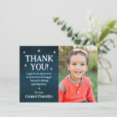 Modernes Kids Foto Weltraumstars Danke Karte (Stehend Vorderseite)