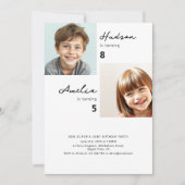 Modernes Kids Joint Birthday Party Foto Einladung (Vorderseite)