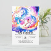 Modernes Kinderpony zum Geburtstag Einladung (Stehend Vorderseite)