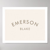 Modernes Kinderzimmer mit Minimalistischem Babynam Poster (Vorne)