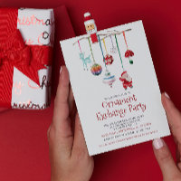 Modernes Kitsch Watercolor Ornament Exchange Party