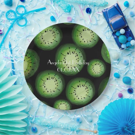 Modernes Kiwi Frucht - Aquarellfarben zum Geburtst Pappteller (Party)