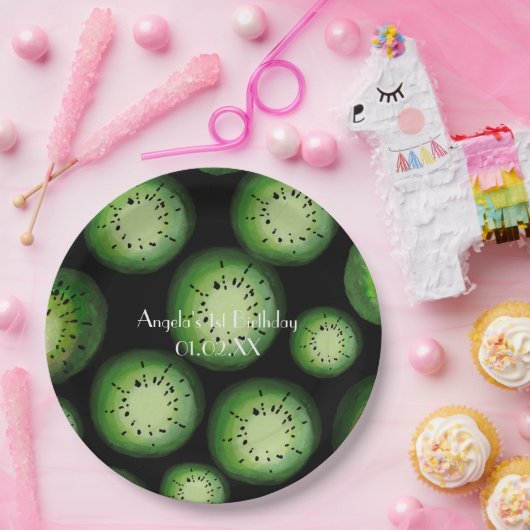 Modernes Kiwi Frucht - Aquarellfarben zum Geburtst Pappteller (Party)