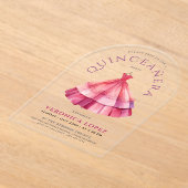 Modernes, klares Rosa Stille Princess Dress Wasser Acryleinladungen (Ablage )