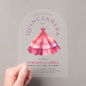 Modernes, klares Rosa Stille Princess Dress Wasser Acryleinladungen (Insitu (Handheld))