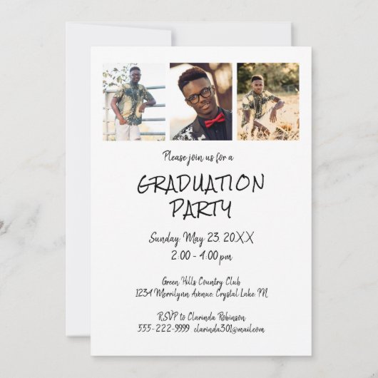 Modernes Klassenjahr Party mit Handschrift Einladung (Rückseite)