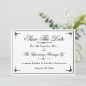 Modernes Klassik Romantisches Weiß Save the Date Ankündigung (Stehend Vorderseite)