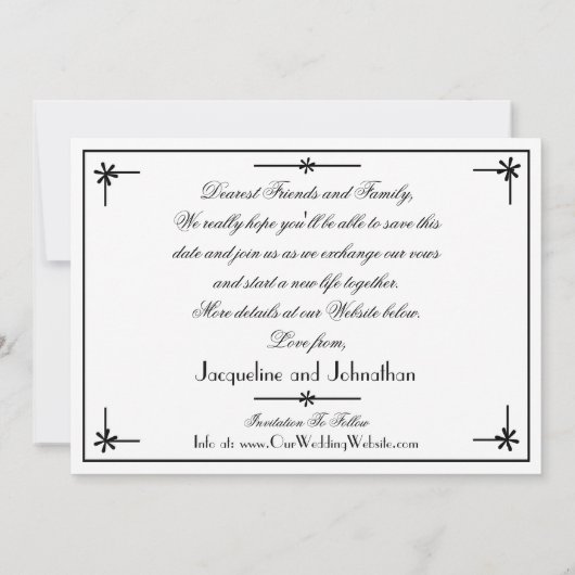 Modernes Klassik Romantisches Weiß Save the Date Ankündigung (Rückseite)