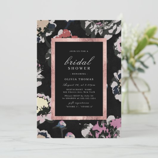 Modernes klassisches abstraktes Brautparty in Schw Einladung (Stehend Vorderseite)