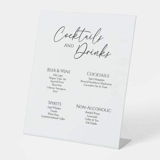 Modernes klassisches Bar für Hochzeitsgetränke Sockelschild (Vorderseite)