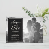 Modernes klassisches Black Box Plate Foto Save the Einladung (Stehend Vorderseite)