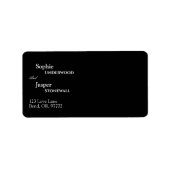 Modernes klassisches Black Wedding Address Label Adressaufkleber (Vorne)
