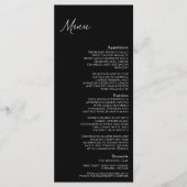 Modernes klassisches Black Wedding Flat Menu Menükarte (Vorderseite)