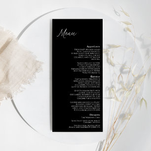 Modernes klassisches Black Wedding Flat Menu Menükarte