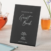 Modernes klassisches Black Wedding Gästebuchzeiche Sockelschild (In Situ)