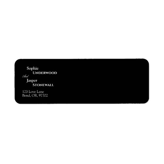 Modernes klassisches Black Wedding Return Label (Vorne)