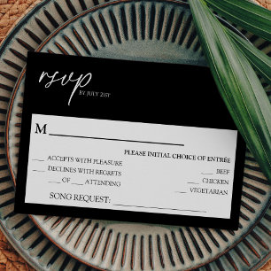 Modernes klassisches Black Wedding Song Request UA RSVP Karte