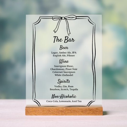 Modernes klassisches Chic Timeless Bow Wedding Bar Acrylschild (Neutral)