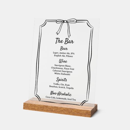 Modernes klassisches Chic Timeless Bow Wedding Bar Acrylschild (Winkel)