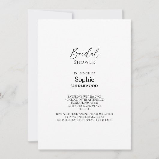 Modernes klassisches einfaches Hochzeitsszenario-B Einladung (Vorderseite)