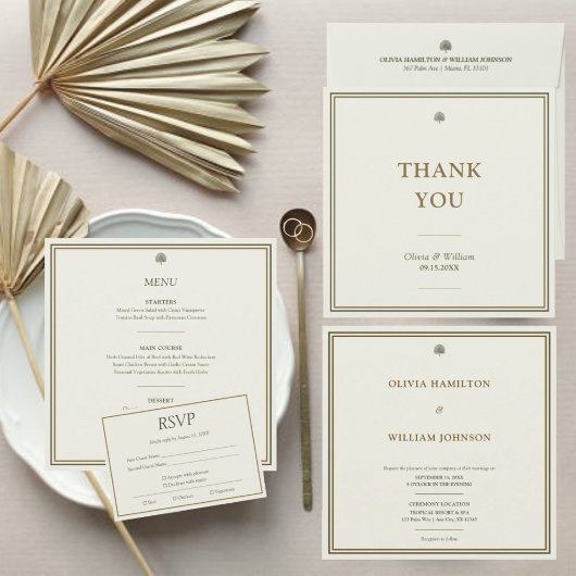 Modernes klassisches Foto für Hochzeiten in Elfenb Dankeskarte