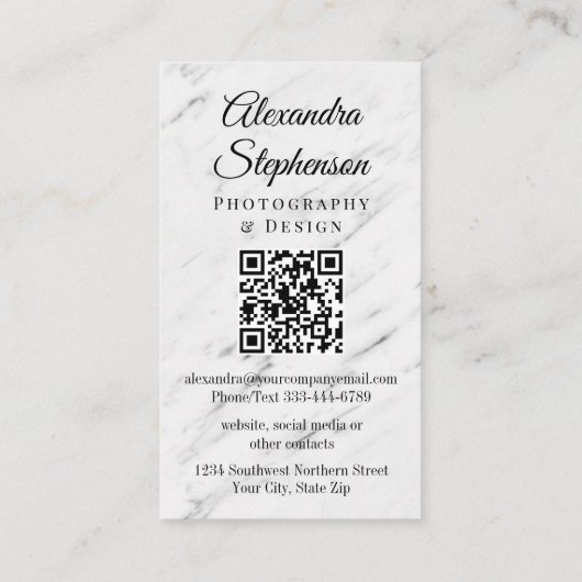 Modernes klassisches Foto mit klassischem QR-Code Visitenkarte (Rückseite)