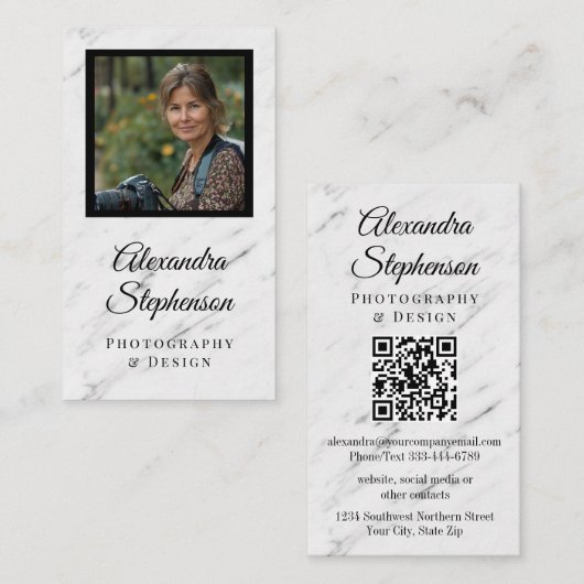 Modernes klassisches Foto mit klassischem QR-Code Visitenkarte (Vorne/Hinten)