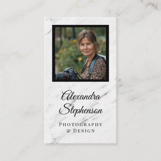 Modernes klassisches Foto mit klassischem QR-Code Visitenkarte (Vorderseite)