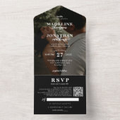 Modernes klassisches Foto Schwarz-weißer QR-Code H All In One Einladung (Innen Boden)