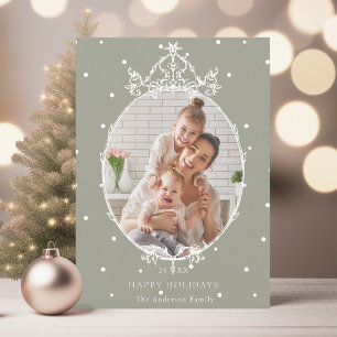 Modernes klassisches Frame Neutral Happy Holidays Feiertagskarte