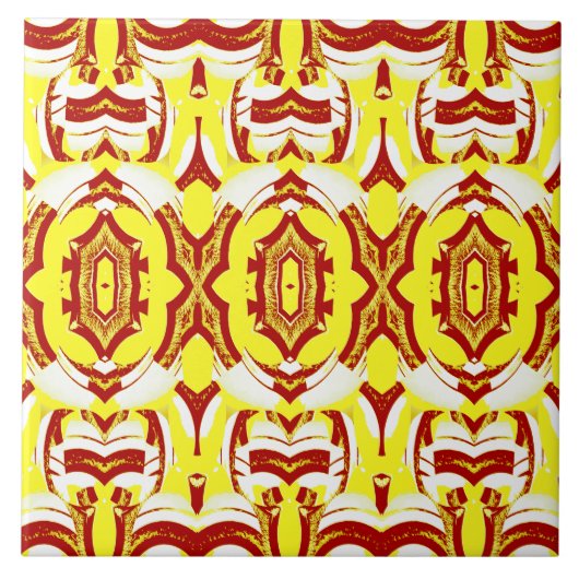 Modernes klassisches gelb-braunes Muster Fliese (Vorderseite)