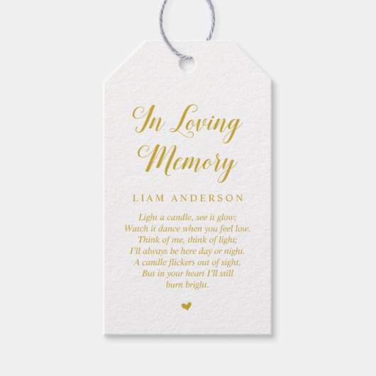 Modernes klassisches Gold, Beerdigungsdienst Geschenkanhänger (Vorderseite)