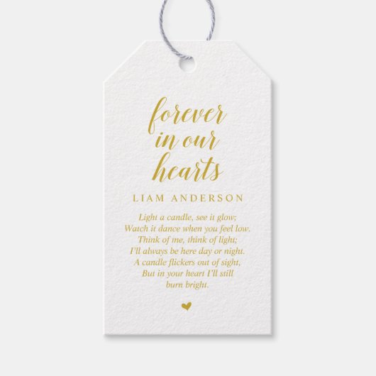 Modernes klassisches Gold, Beerdigungsdienst Geschenkanhänger (Vorderseite)