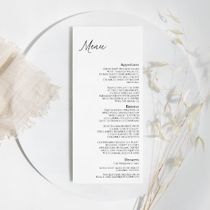 Modernes klassisches Hochzeitsmenü Menükarte