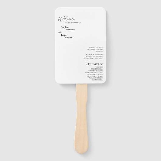 Modernes klassisches Hochzeitsprogramm Fächer (Vorderseite)