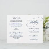 Modernes klassisches Hochzeitsprogramm für Navy, f (Stehend Vorderseite)