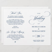 Modernes klassisches Hochzeitsprogramm für Navy, f (Vorne/Hinten)