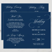 Modernes klassisches Hochzeitsprogramm für Navy, f (Vorne/Hinten)