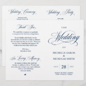 Modernes klassisches Hochzeitsprogramm für Navy, f (Vorne/Hinten)