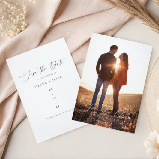 Modernes klassisches Kalligrafie-Script-Foto Save The Date