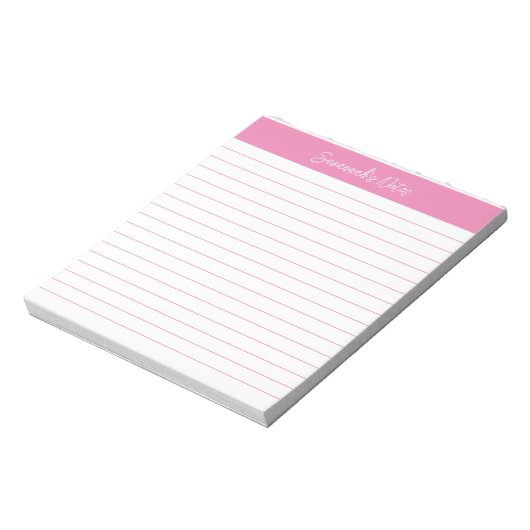 Modernes klassisches Light Pink Script Personalisi Notizblock (Rotiert)