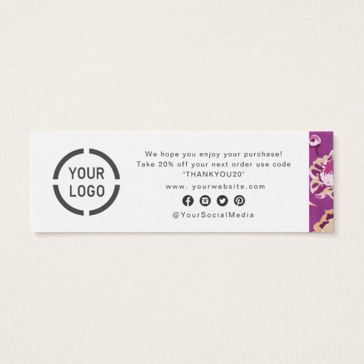 Modernes klassisches lila abstraktes Blumengeschäf (Rückseite)