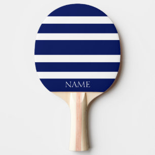 Modernes klassisches Marine-Blau-Weiß Stripes Tischtennis Schläger