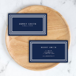 Modernes klassisches Marineblau mit weißen Grenzen Visitenkarte