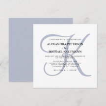 Modernes klassisches Monogramm | Dusty Blue Weddin