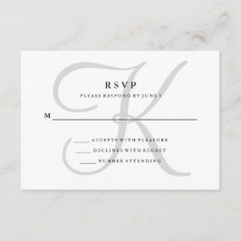 Modernes klassisches Monogramm in grauem UAWG RSVP Karte