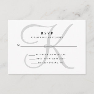 Modernes klassisches Monogramm in grauem UAWG RSVP Karte