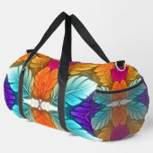 Modernes klassisches Muster aus mehrfarbigen Stoff Duffle Bag (Rechte Ecke)