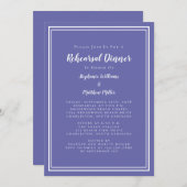 Modernes klassisches Periwinkle Hochzeitessen Prob Einladung (Vorne/Hinten)